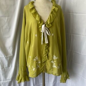 Kaelyn-max-II green button down top